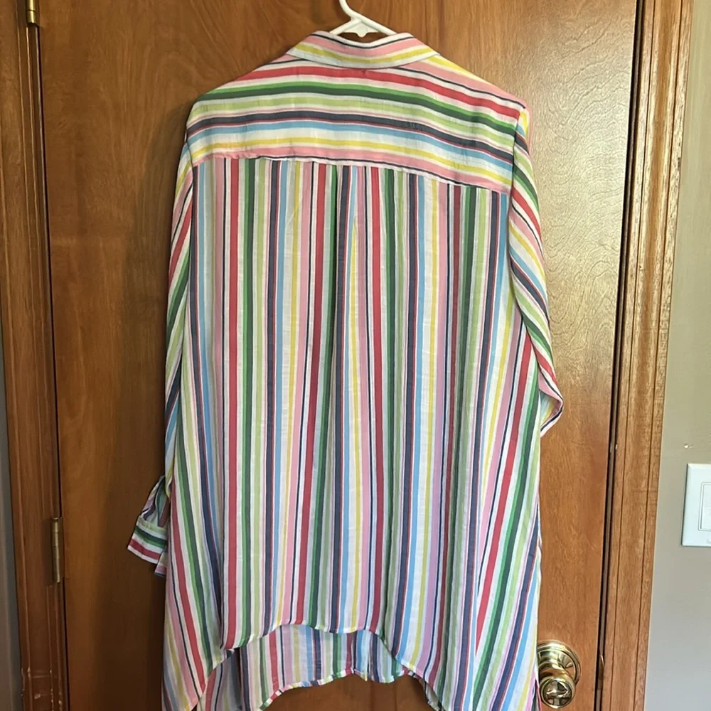 Zac & Rachel Striped Button Down Lightweight Shirt Size 3X - Picture 4 of 5